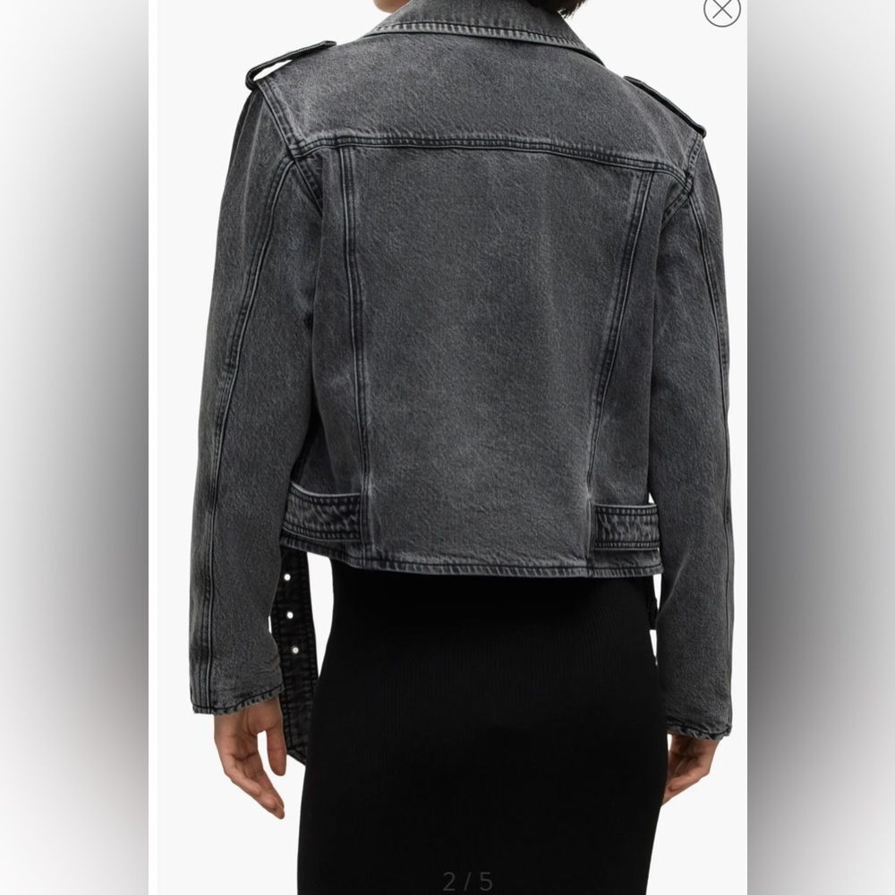 NEW NWT All Saints Balfern Denim Biker Jacket in Washed grey size 2 women’s - Picture 3 of 14